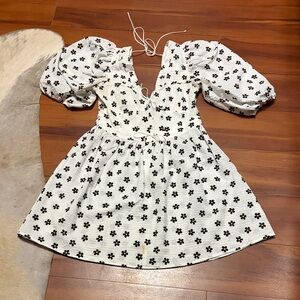For Love And Lemons White and Black Floral Mini Dress Sz S